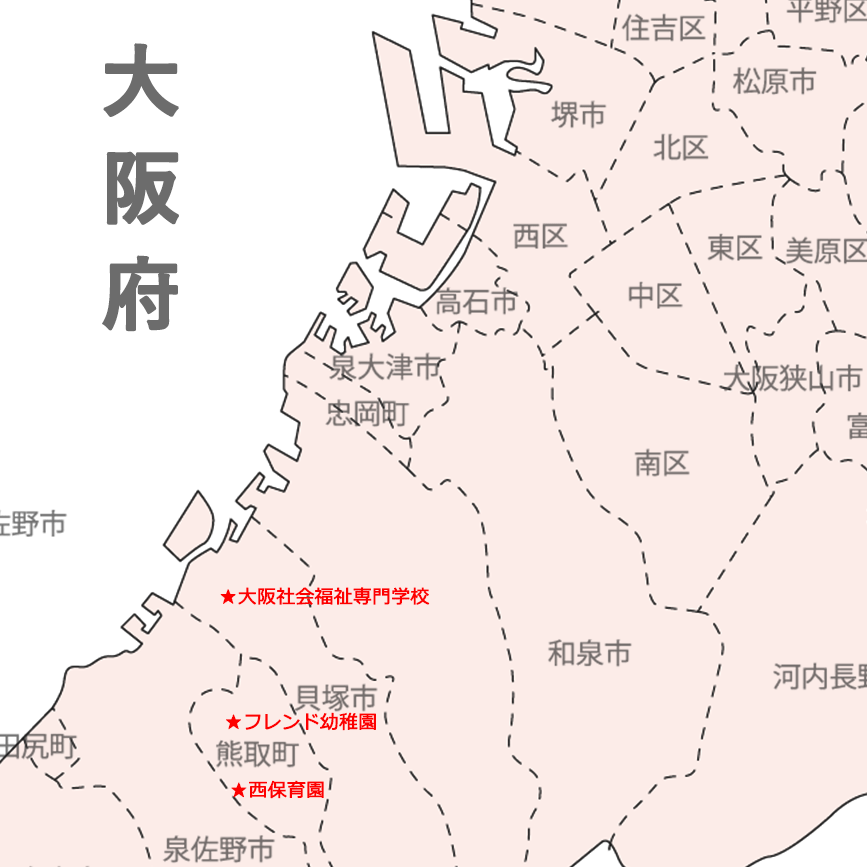 大阪エリア・採用募集施設の地図