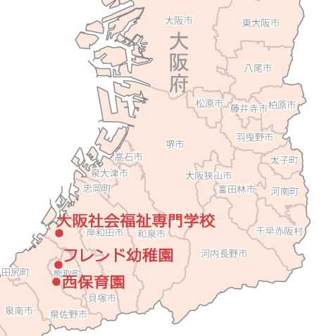 大阪エリア・採用募集施設の地図